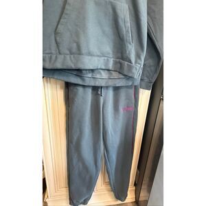 Puma Women's Fleece Magenta Piping Pullover Hoodie Jogger Set Blue Size Small